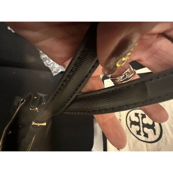 Tory Burch Tote Black Leather Robinson Micro Double-Zip Cross Body + Dust Bag - Picture 11 of 14